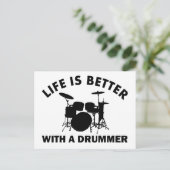 Het leven is beter met een drummer briefkaart (Staand voorkant)