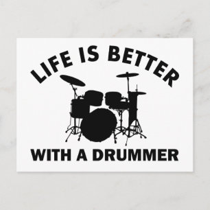 Het leven is beter met een drummer briefkaart