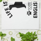 Het leven is beter met een Engelse Setter Theedoek (Gevouwen)