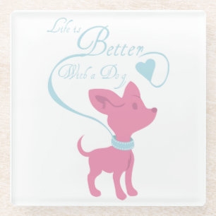 Het leven is beter met een hond glazen onderzetter