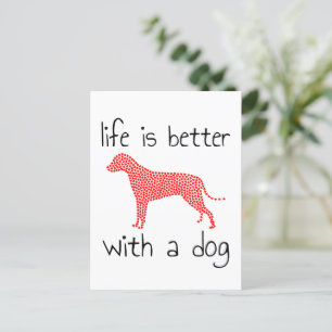 Het leven is beter met een hond - Hondenliefhebber Aankondigingskaart