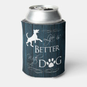 Het leven is beter met een hond koeler - blauw (Blikje Achterkant)
