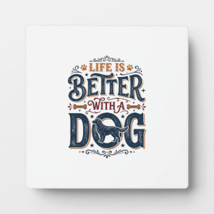Het leven is beter met een hond vintage gravure on fotoplaat