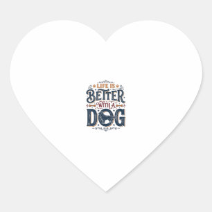 Het leven is beter met een hond vintage gravure on hart sticker