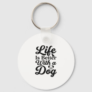 Het leven is beter met een hond vintage huisdier l sleutelhanger