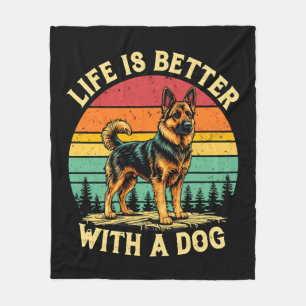 Het leven is beter met een hond - zonsondergang fleece deken