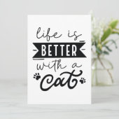 Het leven is beter met een kat bedankkaart (Staand voorkant)
