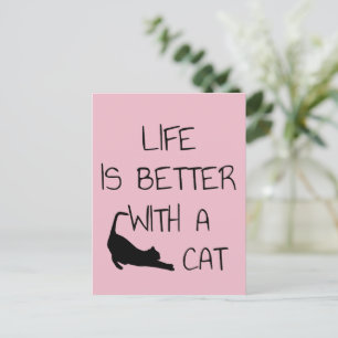 Het leven is beter met een kat - kattendeksel briefkaart