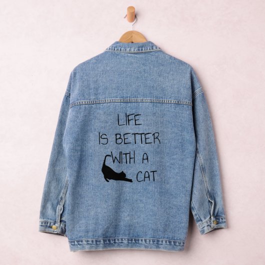 Het leven is beter met een kat - kattendeksel denim jacket (Hangar)