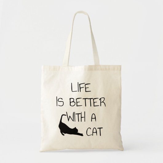 Het leven is beter met een kat - kattendeksel tote bag (Voorkant)