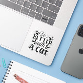 Het leven is beter met een kat sticker (Laptop met iPhone)