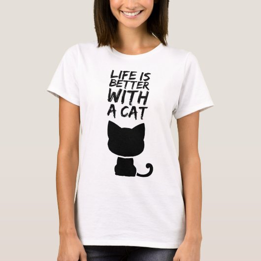 Het leven is beter met een kat t-shirt (Voorkant)