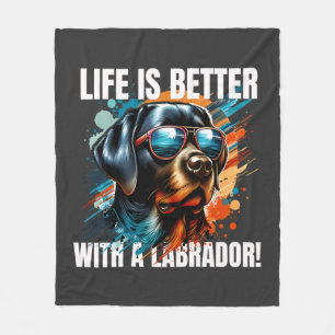 Het leven is beter met een Labrador! Fleece Deken