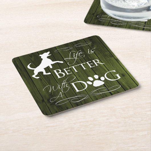 Het leven is beter met een Onderzetter van Dog Pap (Schuin)