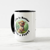 Het leven is beter met een Puppy Combo Mok, 15 oz Mok (Voorkant links)