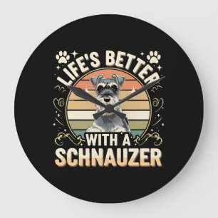 Het leven is beter met een Schnauzer Retro Hondenl Grote Klok