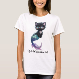 Het leven is beter met een staart. Kat met Meermin T-shirt