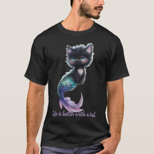 Het leven is beter met een staart. Kat met zeemeer T-shirt