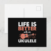Het leven is beter met een Ukulele Instrument Art  Briefkaart (Voorkant / Achterkant)