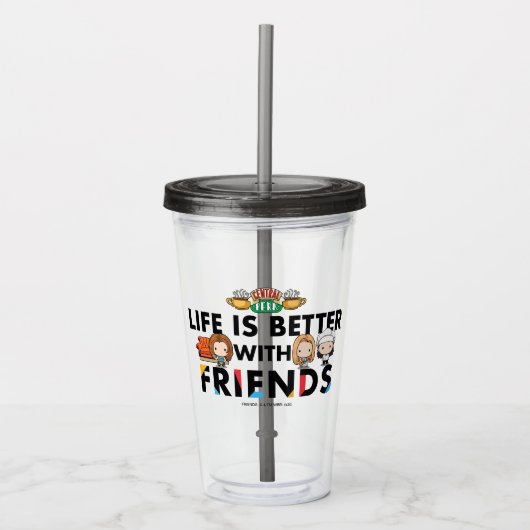 Het leven is beter met FRIENDS™ Chibi Art Acryl Drinkbeker (Voorkant)