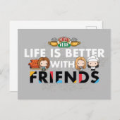 Het leven is beter met FRIENDS™ Chibi Art Uitnodiging Briefkaart (Voorkant / Achterkant)