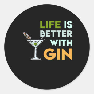 Het leven is beter met Gin Tonic Cockatil Drink Ronde Sticker