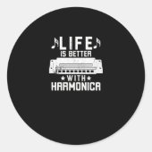 Het leven is beter met Harmonica Ronde Sticker (Voorkant)
