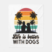 Het leven is beter met honden retro zonsondergang  fleece deken (Voorkant)