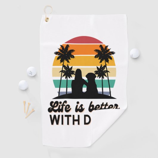 Het leven is beter met honden retro zonsondergang  golfhanddoek (Insitu)