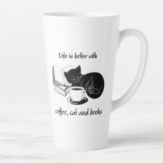 HET LEVEN IS BETER MET KAT KOFFIE EN BOEKEN LATTE MOK