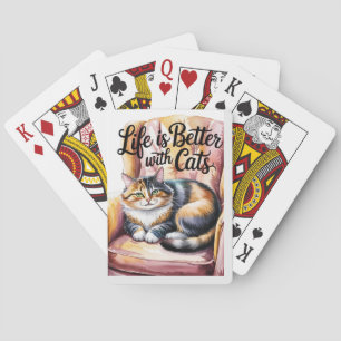 Het leven is beter met katten. pokerkaarten