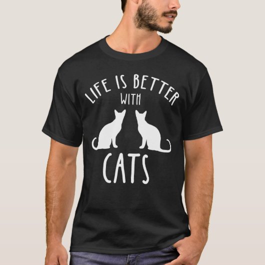 Het leven is beter met katten t-shirt (Voorkant)