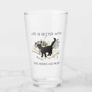 Het leven is beter met kattenboeken en muziek glas
