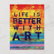 Het leven is beter met kunst- Rood Geel Abstracte 