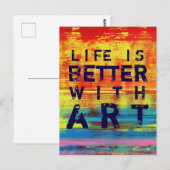 Het leven is beter met kunst- Rood Geel Abstracte  Briefkaart (Voorkant / Achterkant)