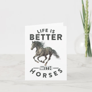 Het leven is beter met paarden en funny Horseback Kaart