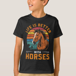 Het leven is beter met paarden Grappig Retro paard T-shirt