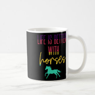Het leven is beter met paarden - Kleurrijke Equest Koffiemok