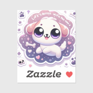 Het leven is beter met Paw Kawaii Puppy Vinyl Stic Sticker