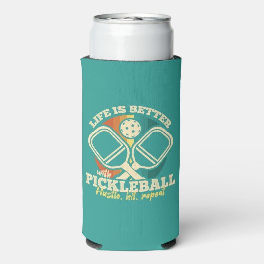 Het leven is beter met Pickleball Retro grafische  (Seltzer Achterkant)