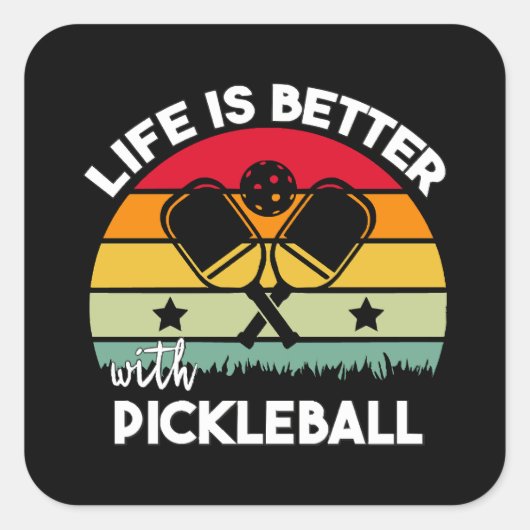 Het leven is beter met Pickleball Vierkante Sticker (Voorkant)