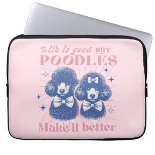 Het leven is beter met Poedels Retro Typografie Laptop Sleeve