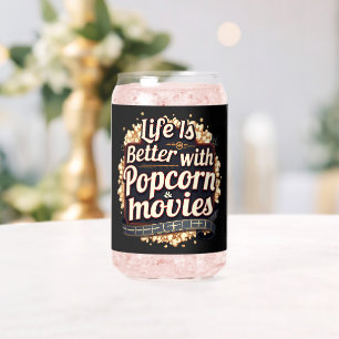 Het leven is beter met Popcorn & Movies Retro Desi Blikvorm Glas