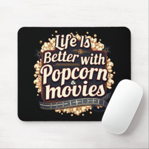 Het leven is beter met Popcorn & Movies Retro Desi Muismat