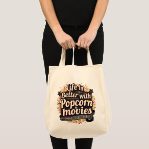 Het leven is beter met Popcorn & Movies Retro Desi Tote Bag