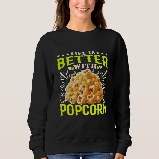 het leven is beter met popcorn trui (Voorkant)