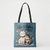 Het leven is beter met Schattigee Cat Aesthetic, B Draagtas (Voorkant)