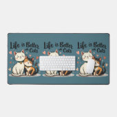 Het leven is beter met Schattigee Cat Aesthetic Bureaumat (Keyboard & Muis)