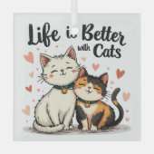 Het leven is beter met Schattigee Cat Aesthetic Glas Ornament (Voorkant)