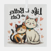 Het leven is beter met Schattigee Cat Aesthetic Glas Ornament (Achterkant)